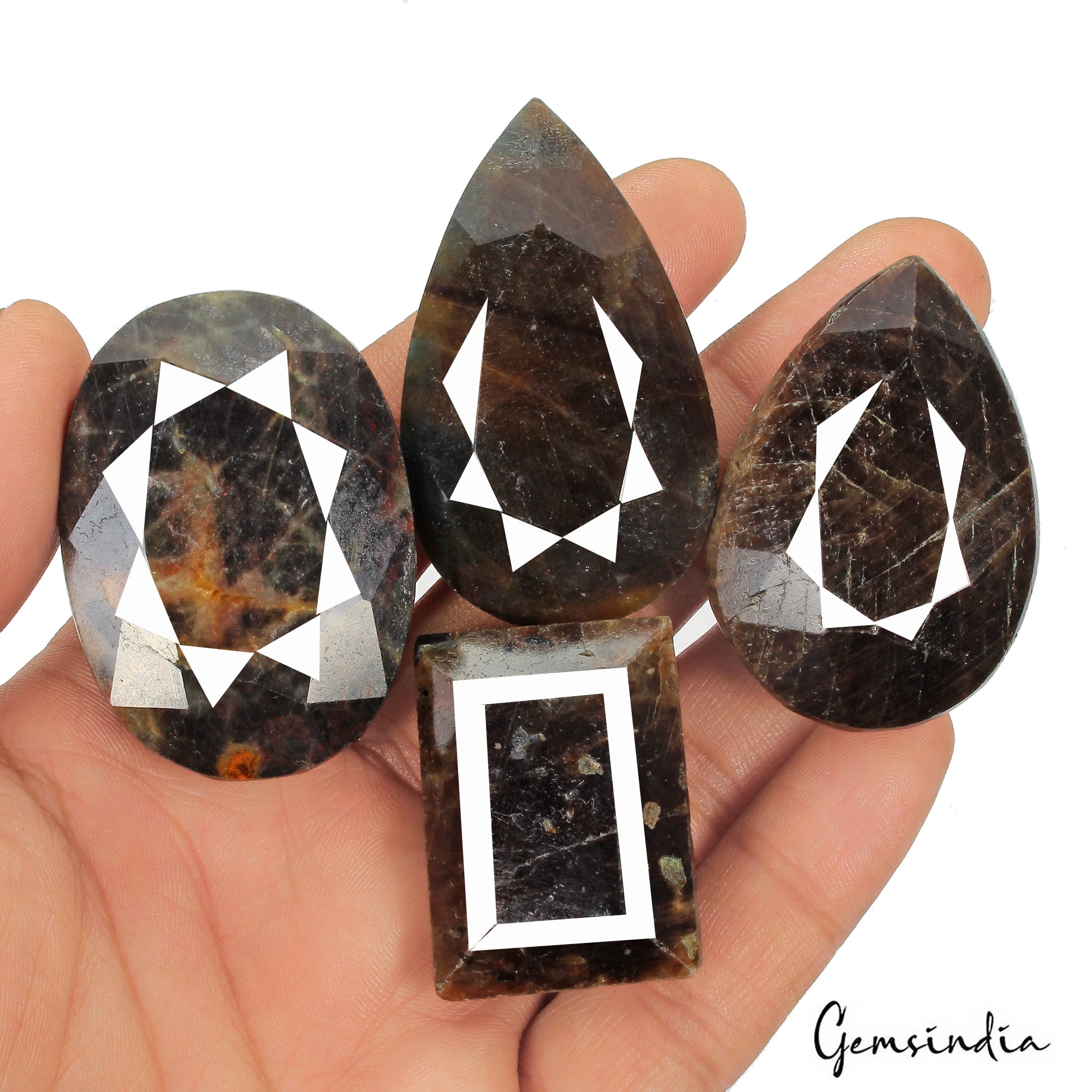 Sapphire Lot, Loose Gemstone, Untreated, Black — 4 Pieces, 35mm to 52mm, 1020 Ct, Madagascar