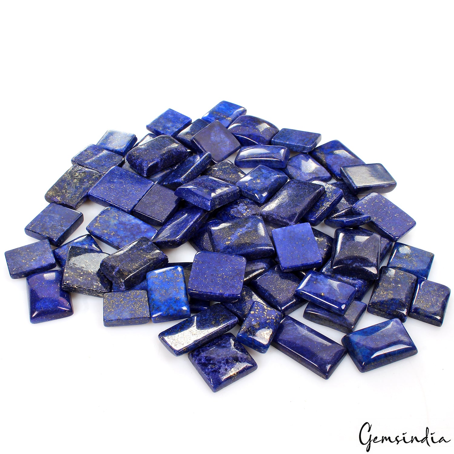 Lapis Lazuli Lot, Cabochon, Color Enhanced, Blue — 64 Pieces, 14mm to 24mm, 1230 Ct, Afghanistan