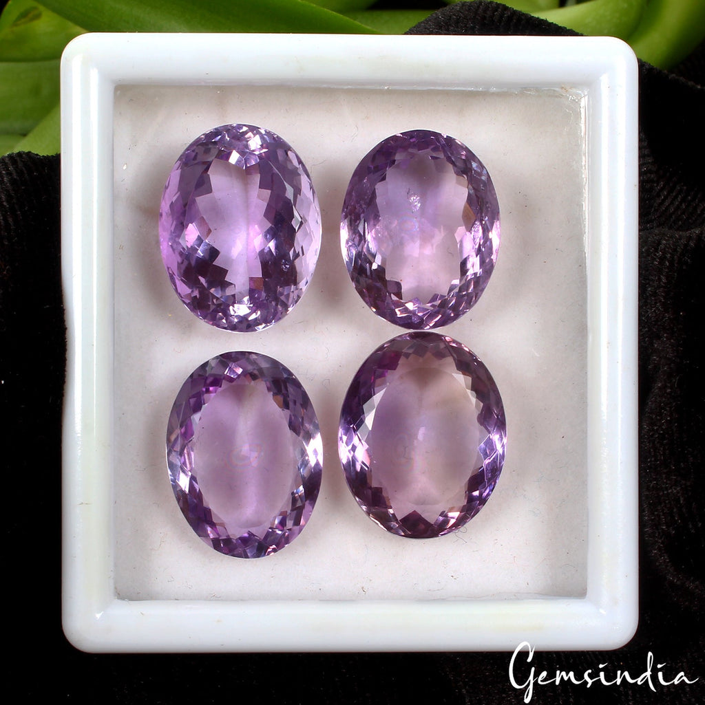 VVS 4 Pc Natural Amethyst 20-21mm Dazzling Purple Gemstones Wholesale ~99.00Ct