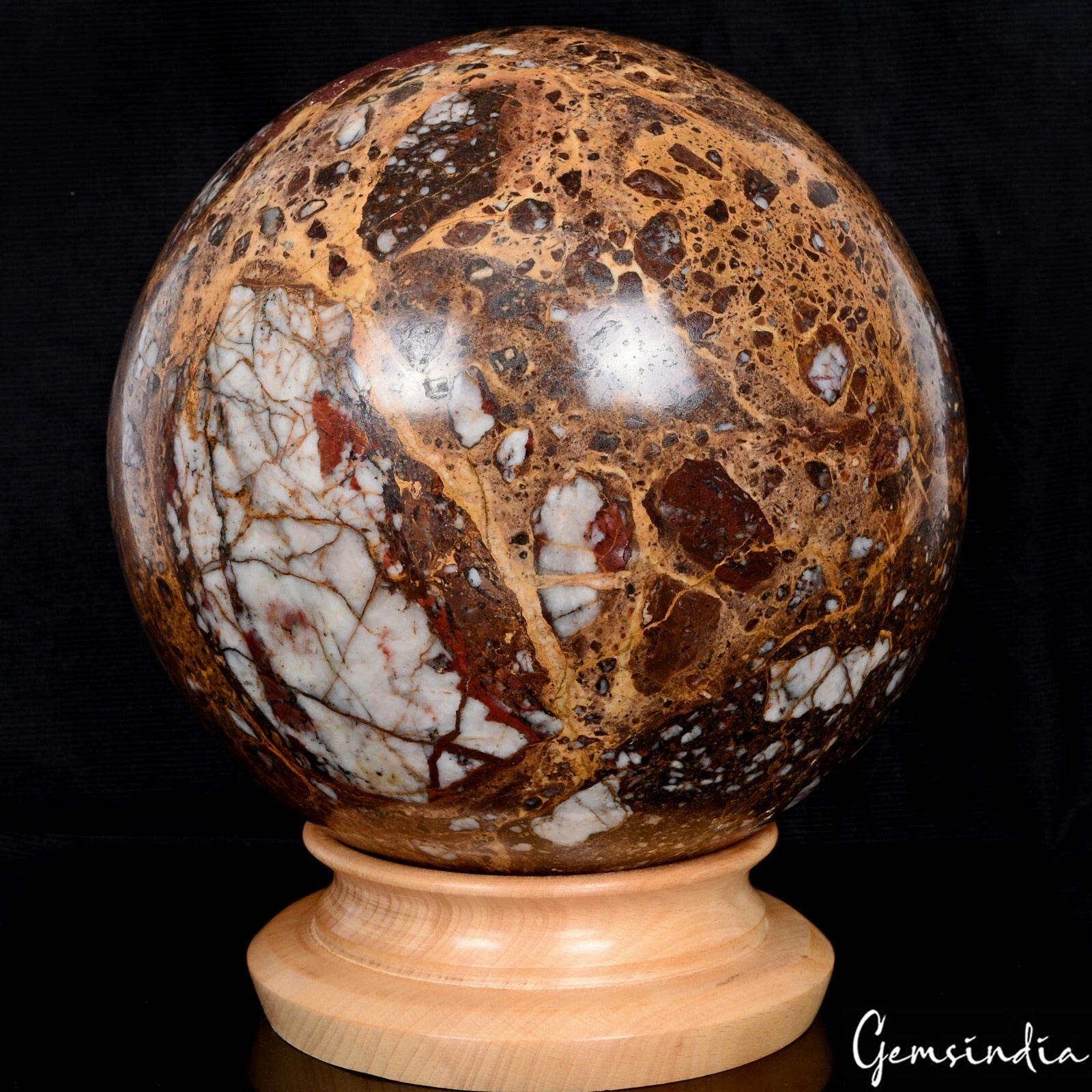 14 Kg Natural Untreated Brown King Cobra Jasper Huge Sphere Crystal Healing 8.5"