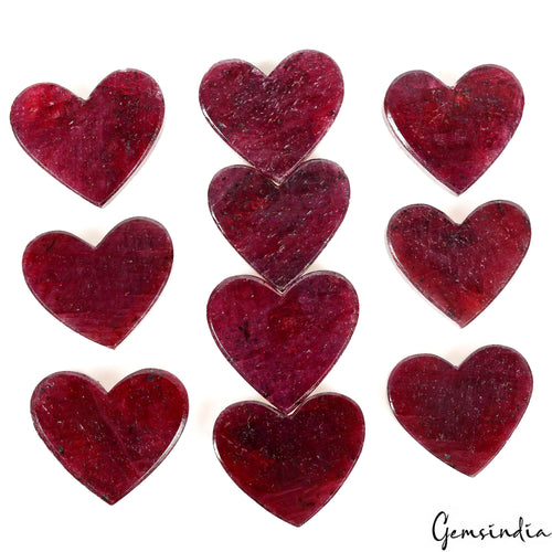 10 Pcs Natural Red Ruby Heart Cut Loose 27-30mm Beautiful Gemstones Lot ~ 720 Ct