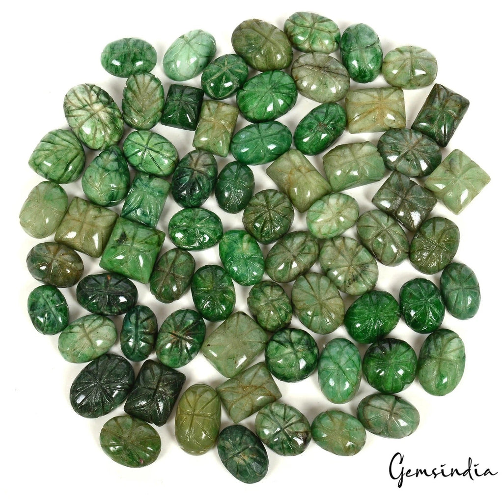 1000 Ct Natural Emerald Zambian Mix Shape Handmade Carving Loose Gemstones 66 Pc