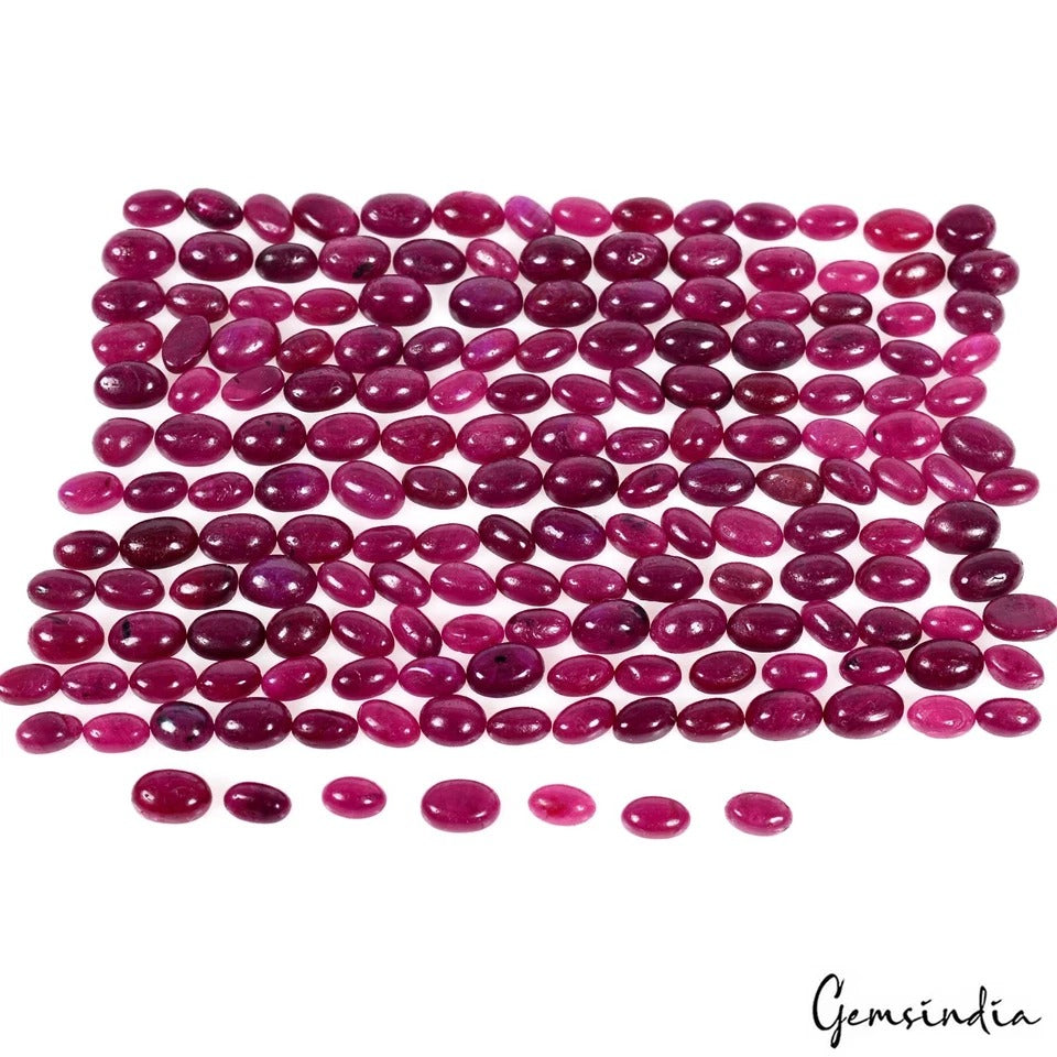 100 Ct/176 Pcs Natural Red Madagascar Ruby Oval Cab 5mm-6mm Gemstone For Jewelry