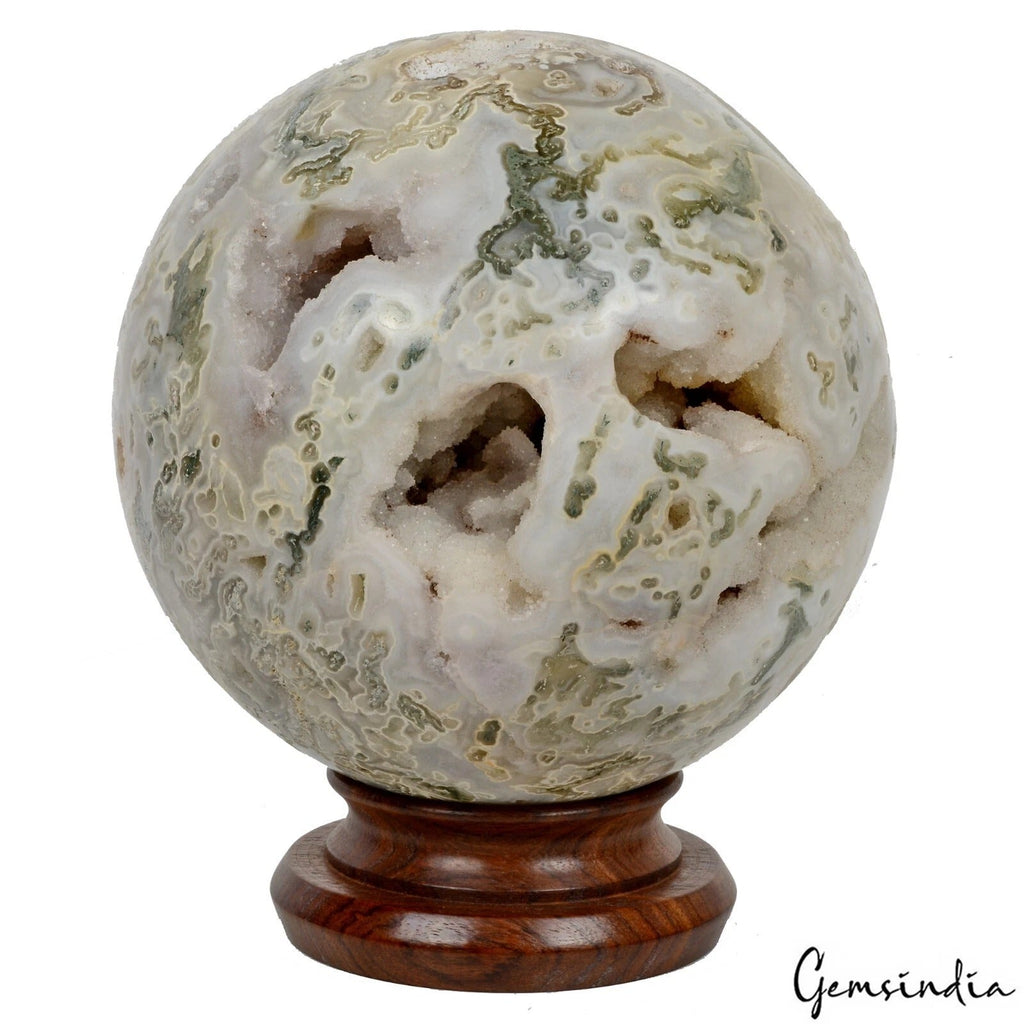 5.79 Kilo Natural Dendrite Moss Agate Druzy Crystal Healing Mineral Sphere~ 6.5"