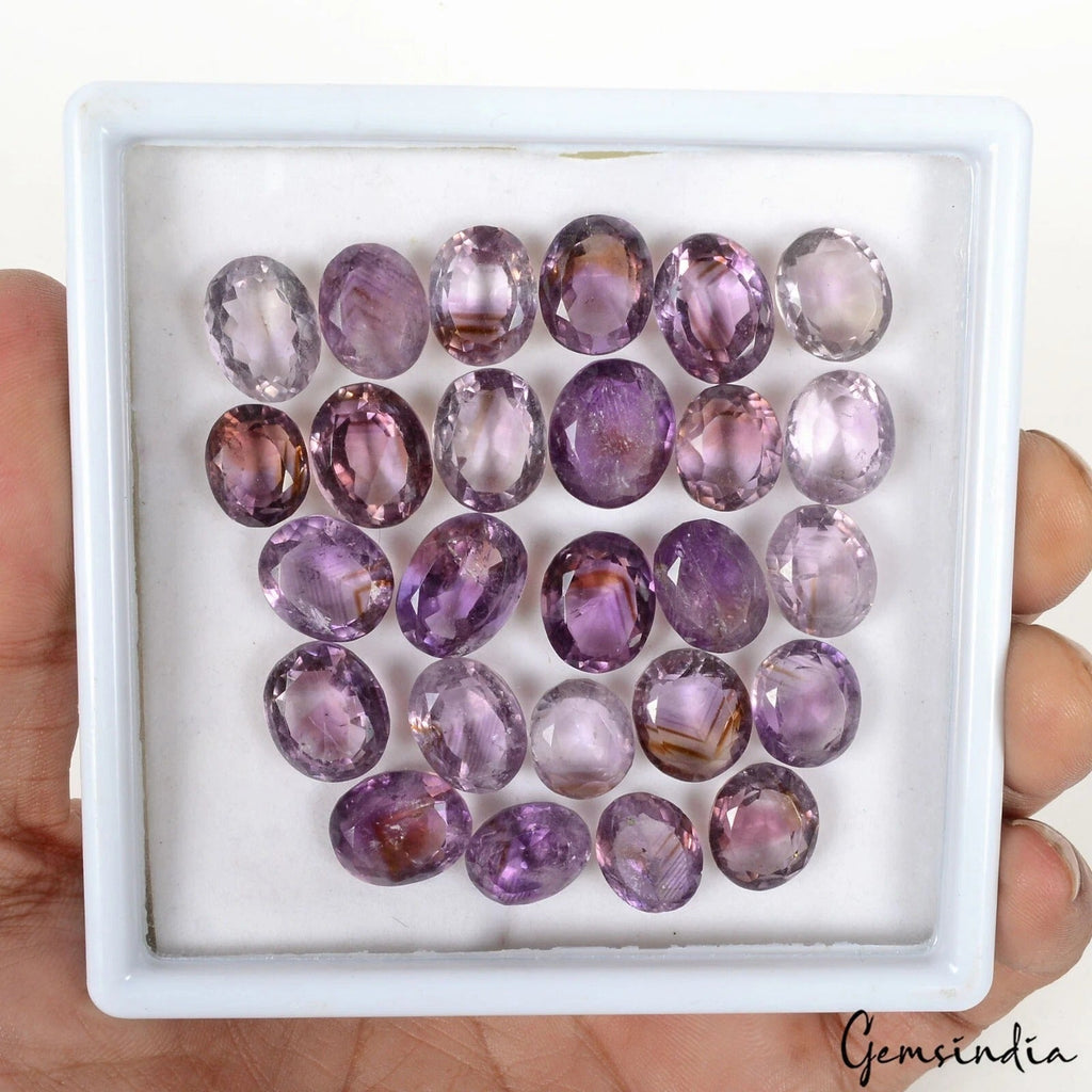 200 Ct/26 Pcs Natural Untreated Brazilian Purple Amethyst Oval Cut Loose Gem Lot
