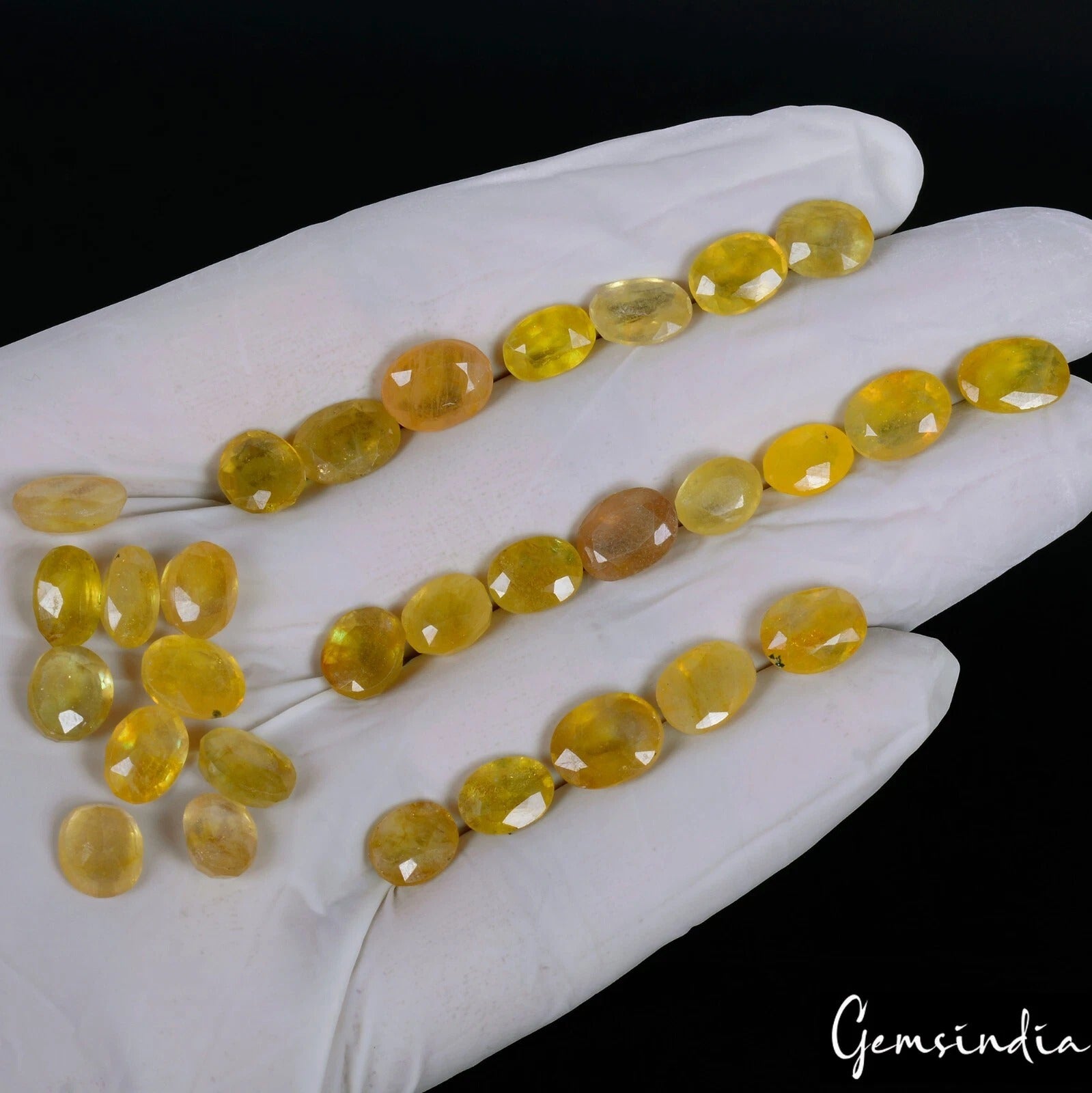 Certified 88.80 Cts/30 Pcs Natural Ceylon Yellow Sapphire Oval Gems For Jewelry