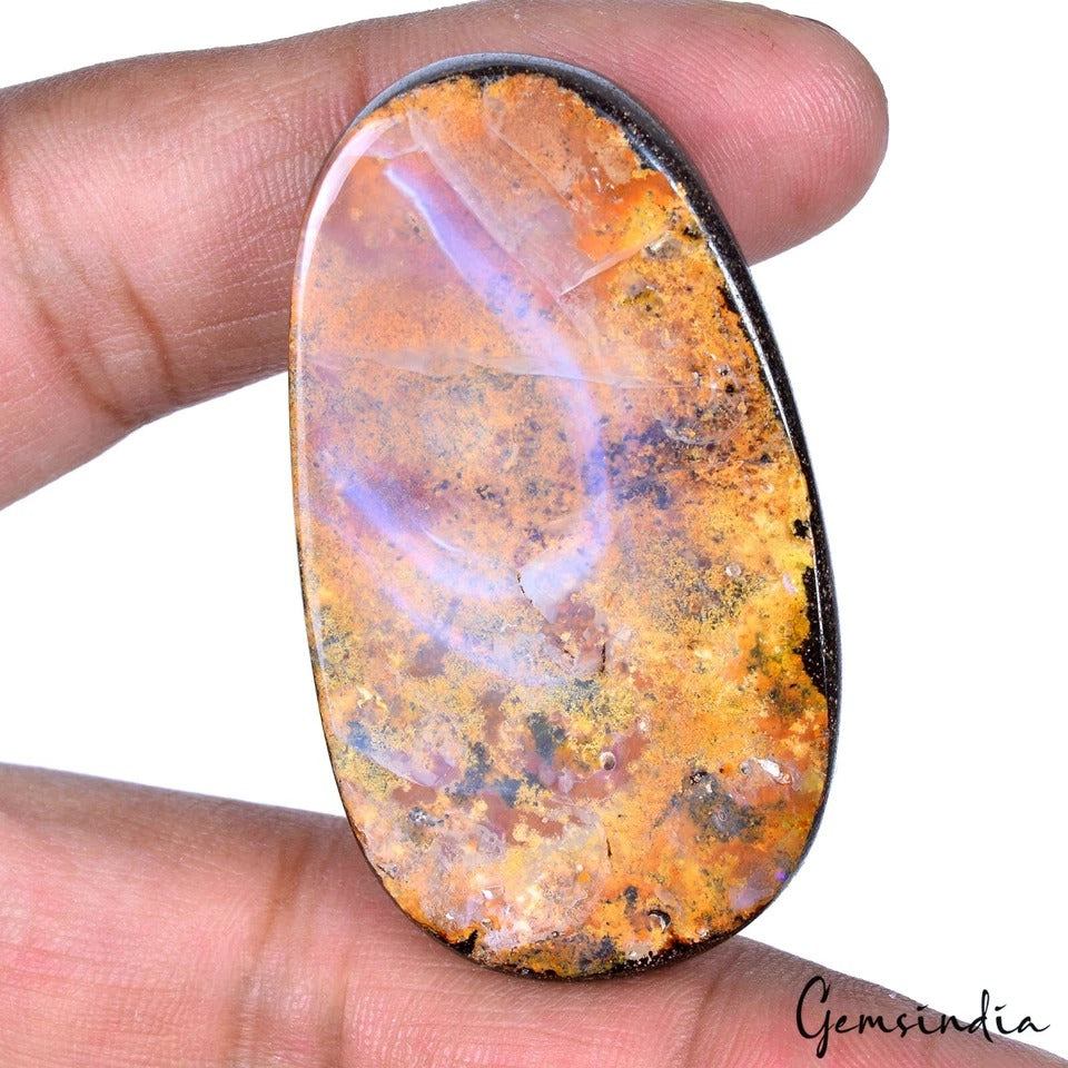 129 Ct Natural Untreated Australian Boulder Opal Fancy Cab Loose Gem For Pendant