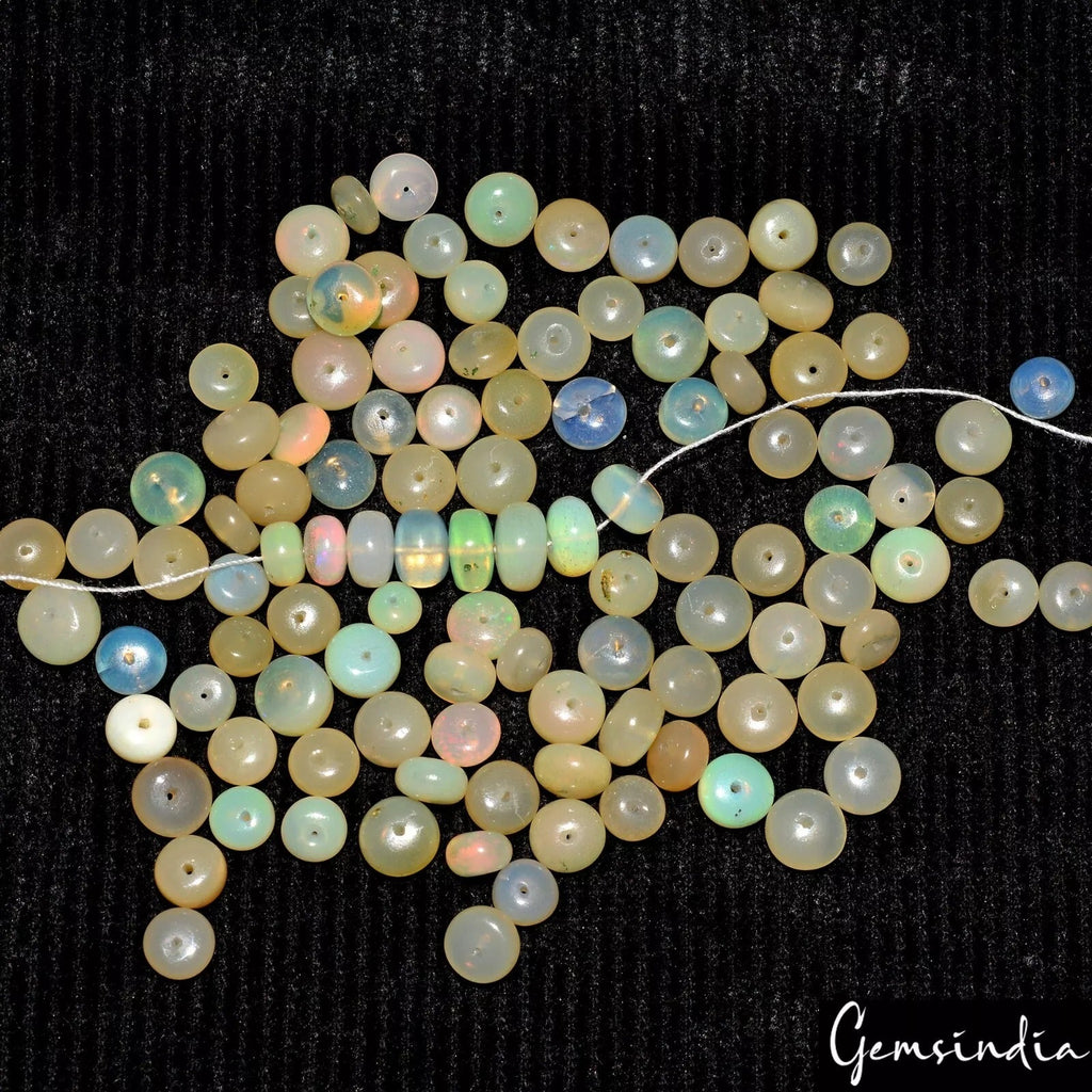 64.90 Ct/108 Pcs Natural Multi Shine Ethiopian Opal Loose Drill Bead Gem