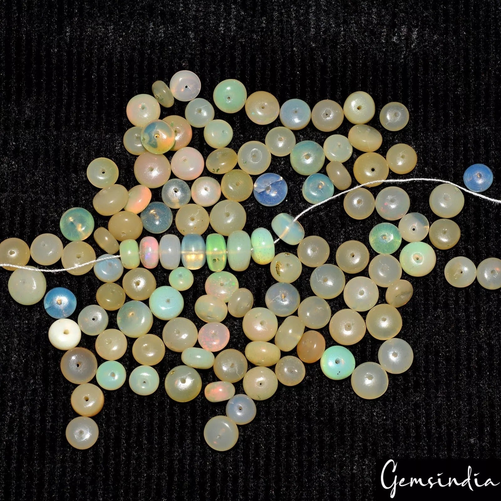 64.90 Ct/108 Pcs Natural Multi Shine Ethiopian Opal Loose Drill Bead Gem