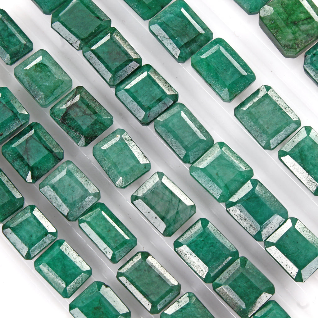 300 Cts Natural Dark Green Zambian Emerald Octagon Faceted Loose Gems Lot 46 Pcs