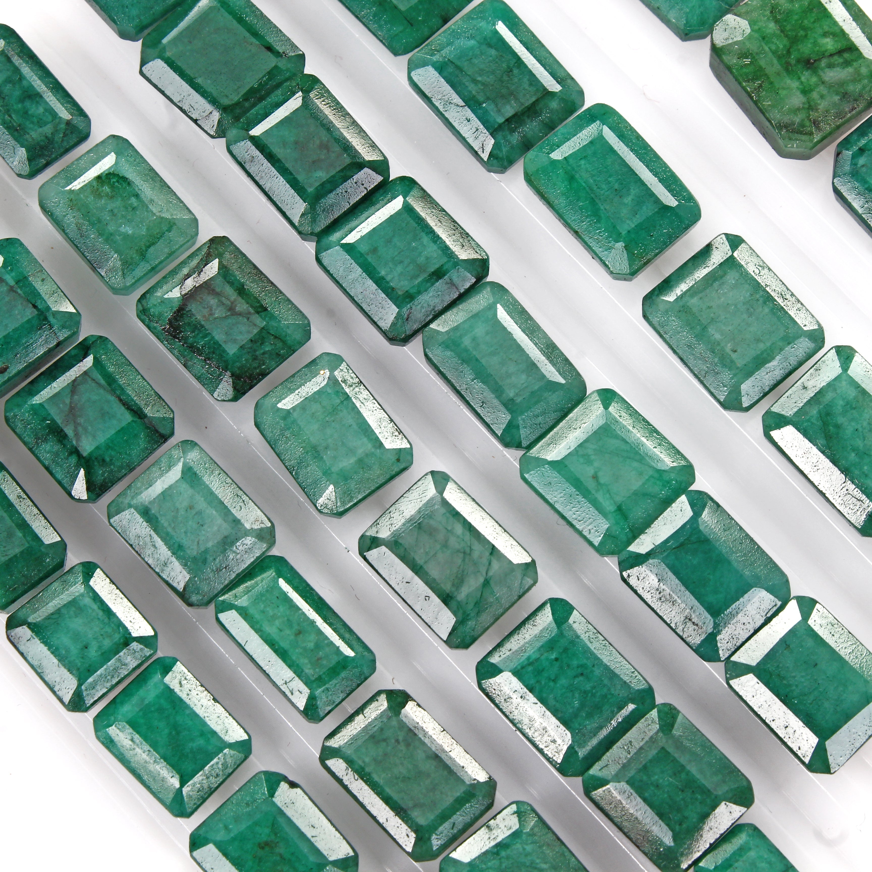 300 Cts Natural Dark Green Zambian Emerald Octagon Faceted Loose Gems Lot 46 Pcs