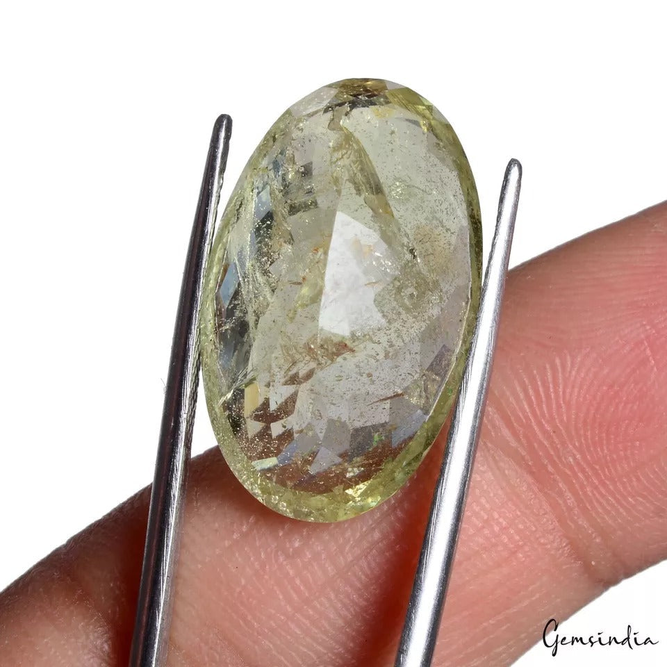 24.00Ct Natural Untreated Yellow Beryl Heliodor Oval Cut Huge Brazilian Gemstone