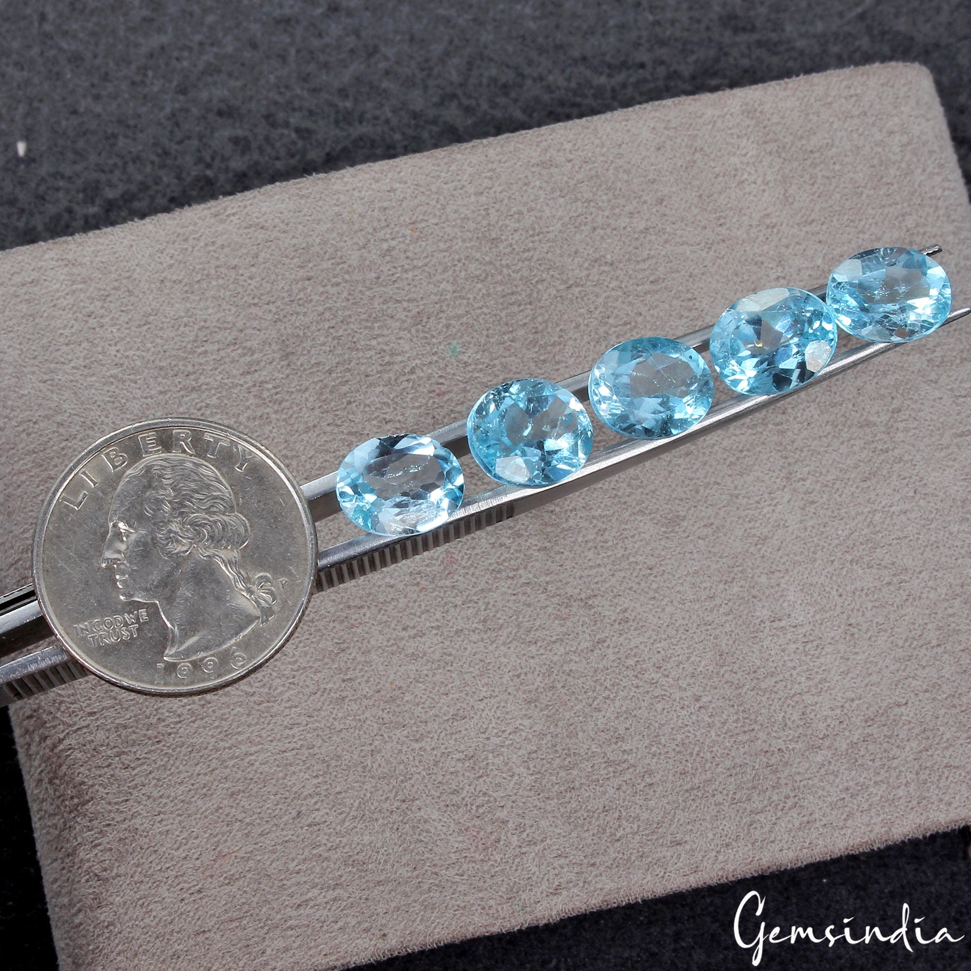 23.40Ct/5 Pcs Natural Sky Blue Topaz Brazil Oval Cut Certified 10-11mm Gemstones