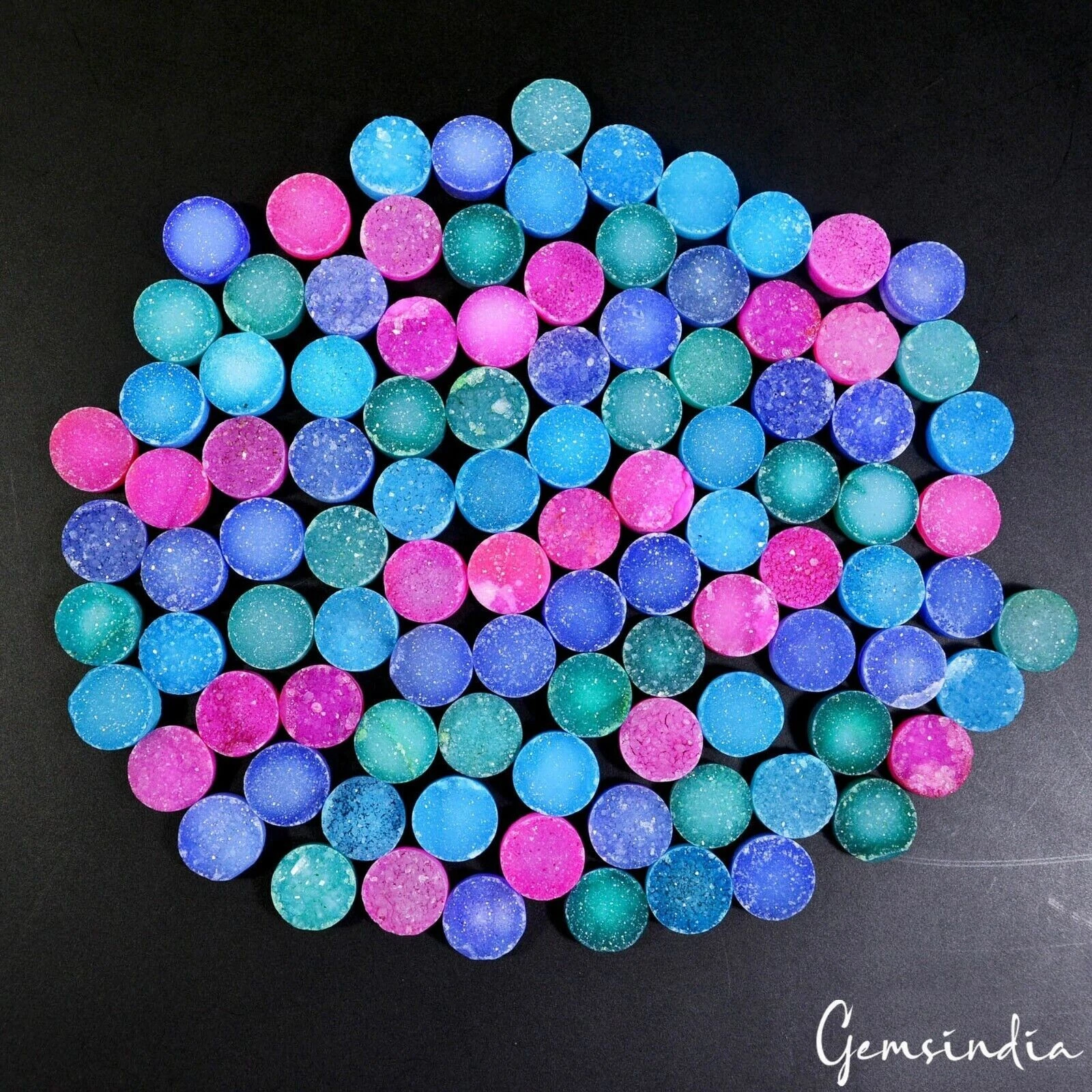 400 Ct/100 Pcs Natural Multi Color Crystal Onyx Agate Druzy Round Calibrate Gems