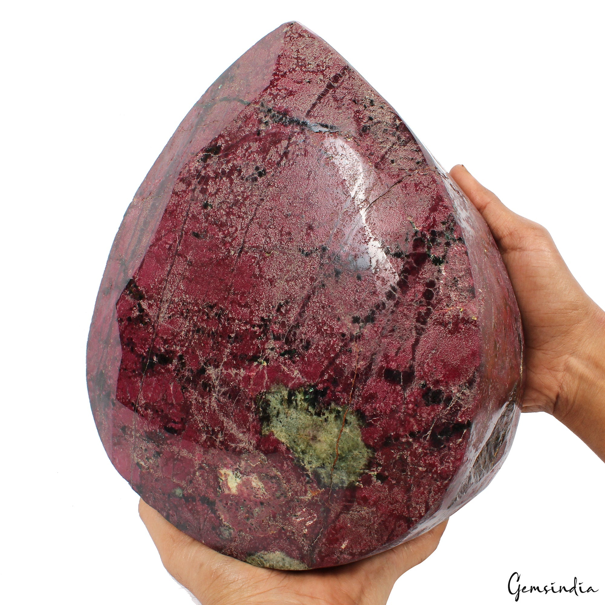 Large 15 Kg Natural Huge Green Red Ruby Zoisite Pear Faceted Untreated Gemstone