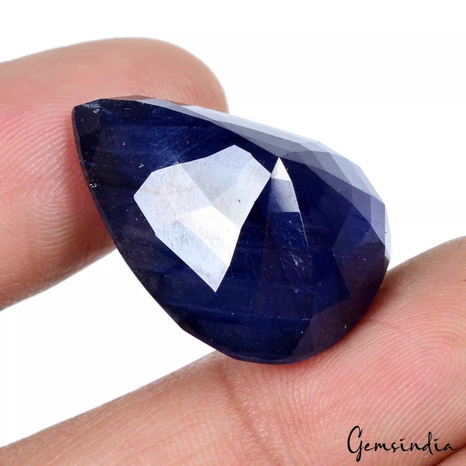 55.30 Ct. Attractive Color& Good Cutting Big Blue Heated Pear Sapphire ~ Ceylon