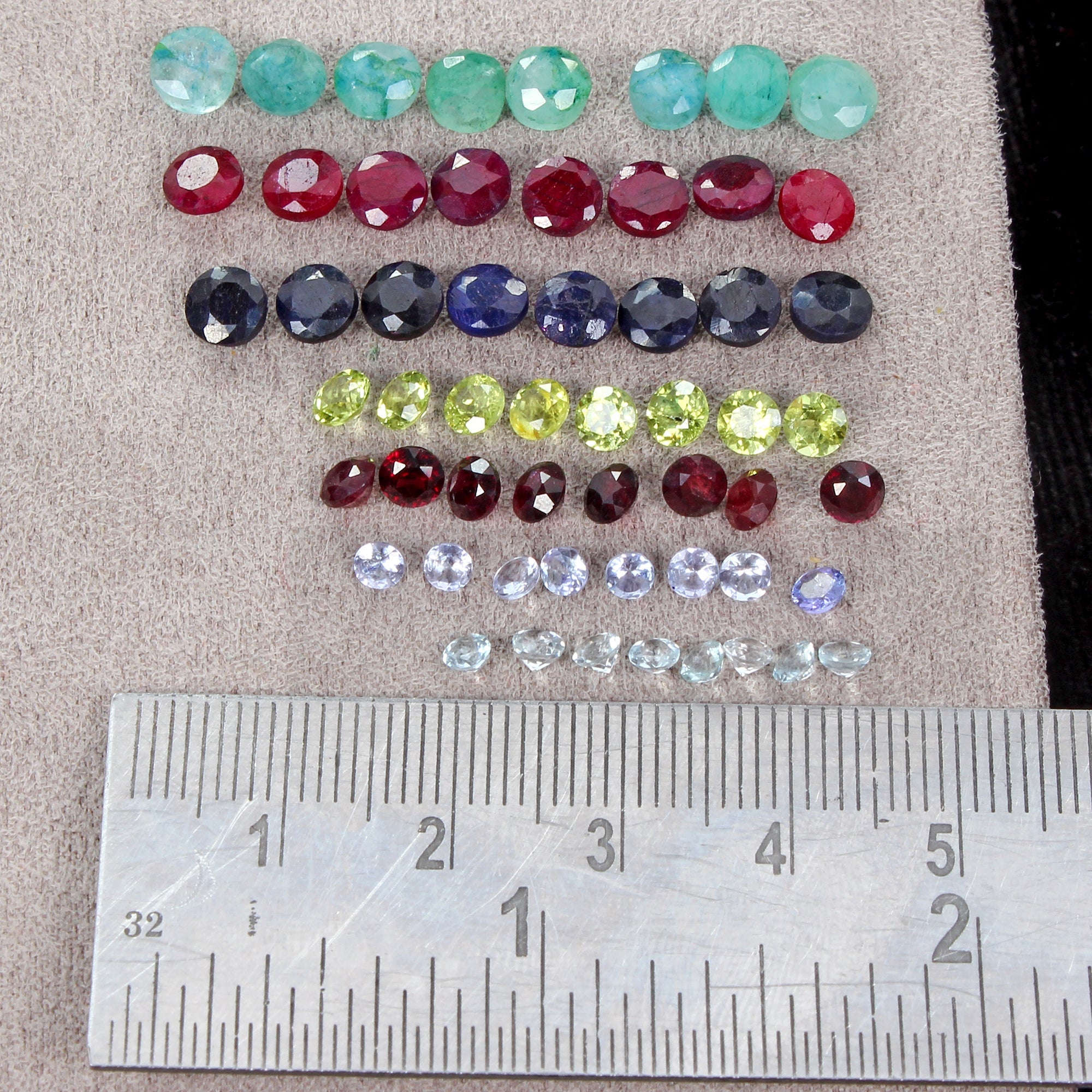 56Pcs Estate Genuine Semi Precious Loose Round Cut Multi Gemstone Lot Collection