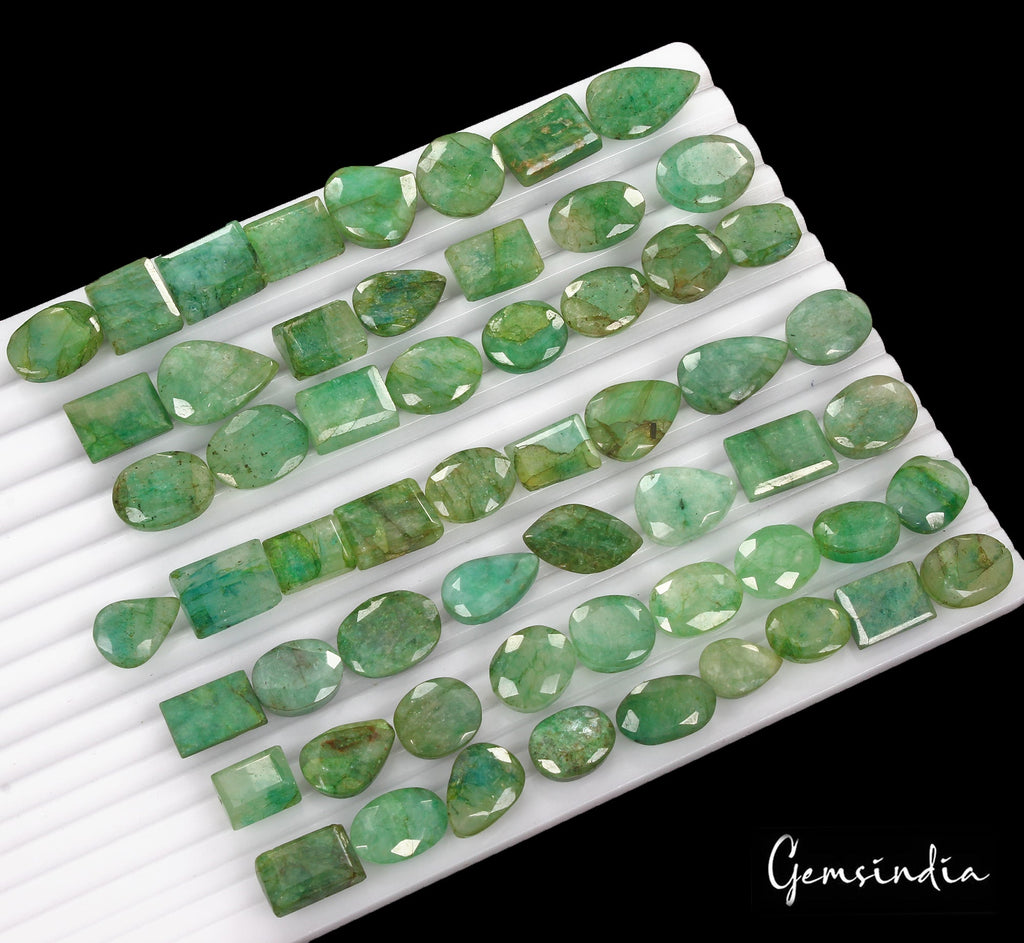 680 Cts/58 Pcs Natural Brazilian Green Emerald Mix Cut Loose 12mm-22mm Gems Lot