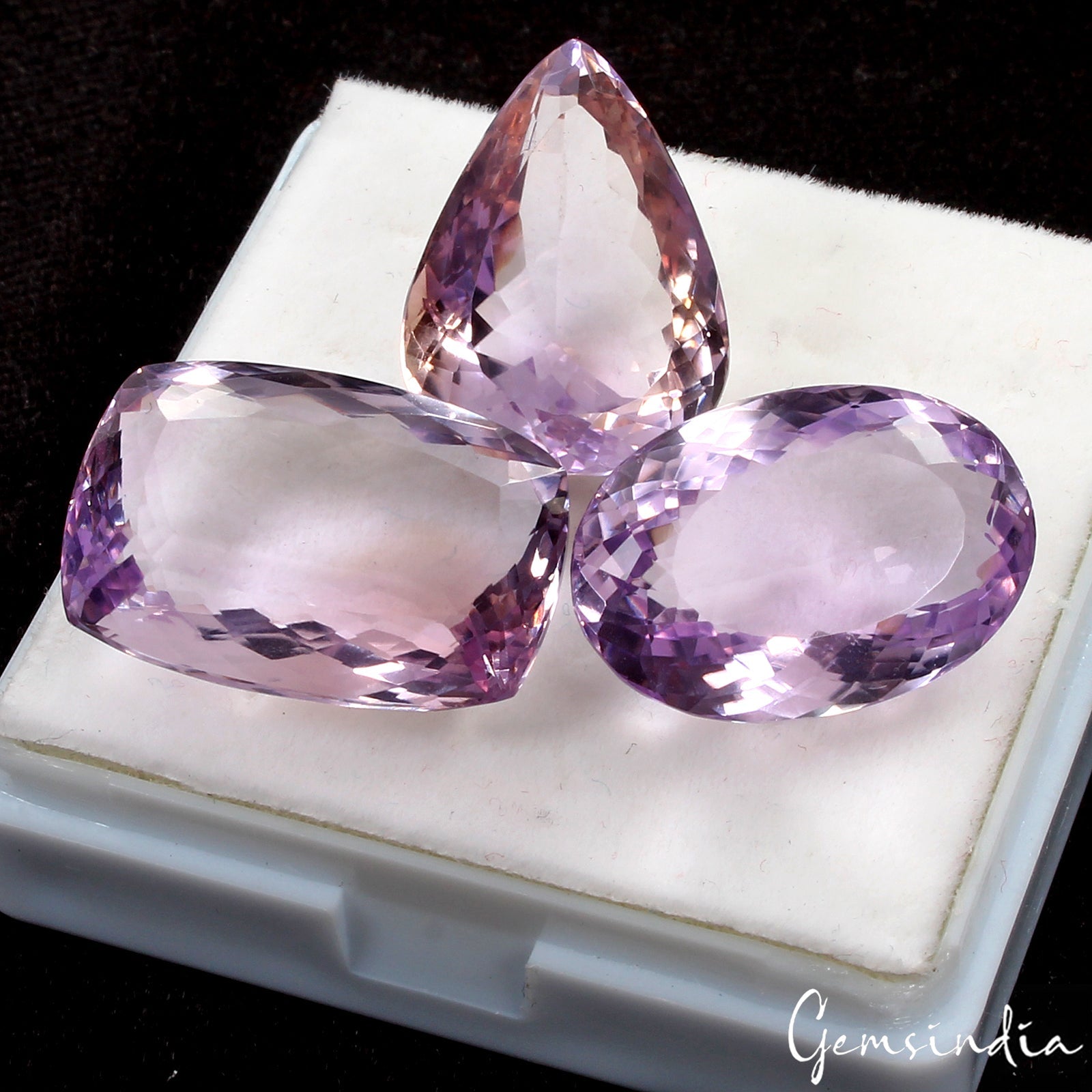 68.65 Ct Natural Purple Amethyst Loose Mix cut Unheated Gemstones, Brazil/ 3 Pcs