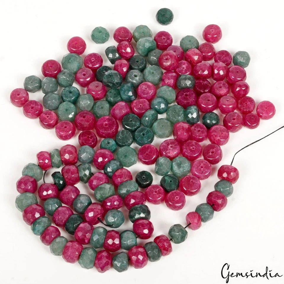 460 Ct/141 Pcs Natural Red Green Quartz Round Cut 6mm-9mm Drill Bead For Jewelry
