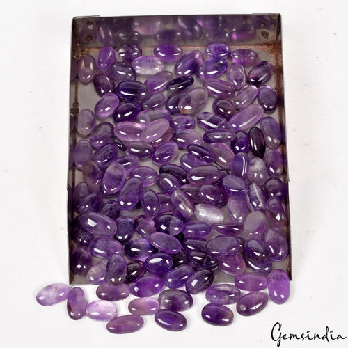 Amethyst Lot, Cabochon, Untreated, Purple — 119 Pieces, 10mm to 17mm, 500 Ct, Madagascar