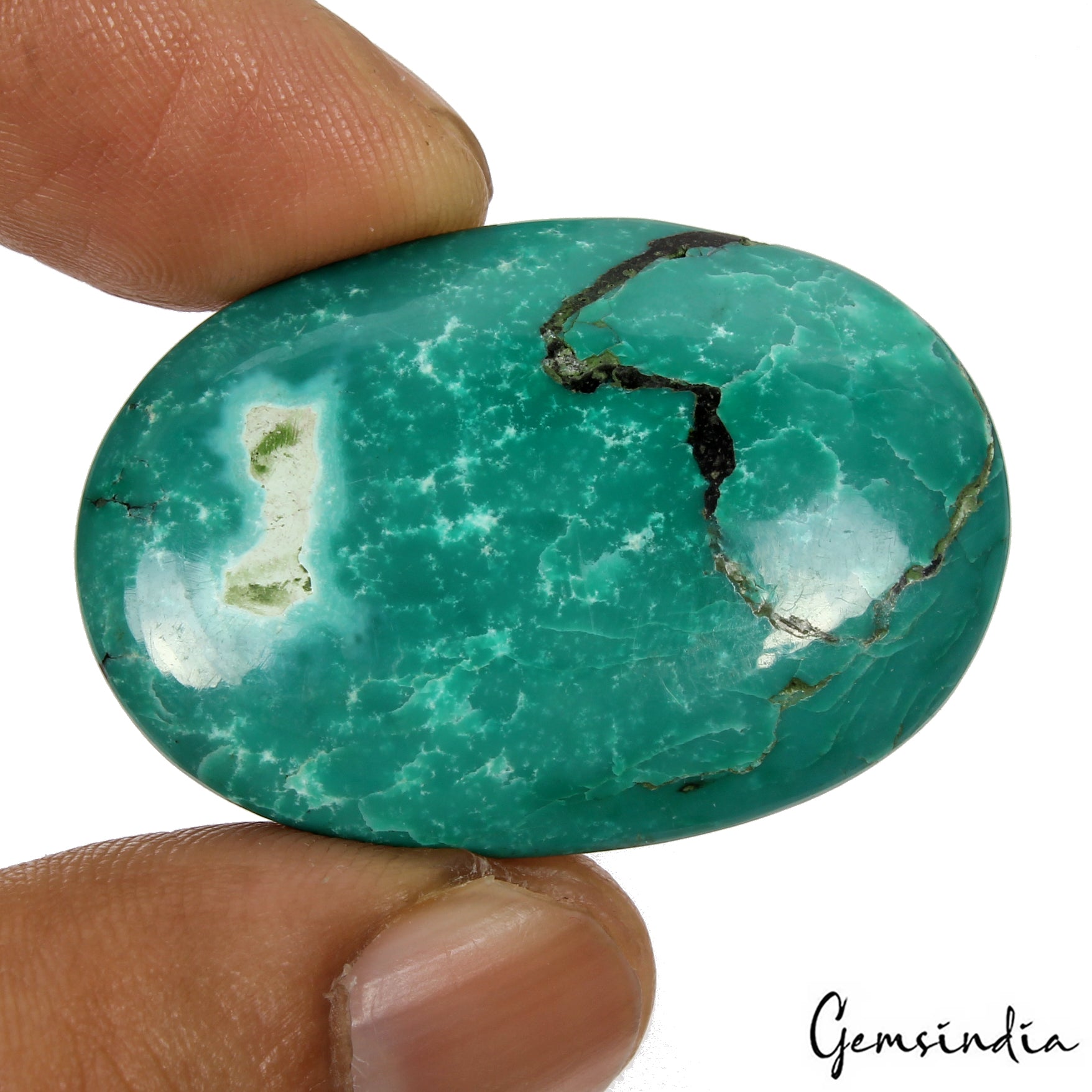 62.10 Cts Natural Rare Green Turquoise Oval Cabochon Loose Gemstone For Pendant