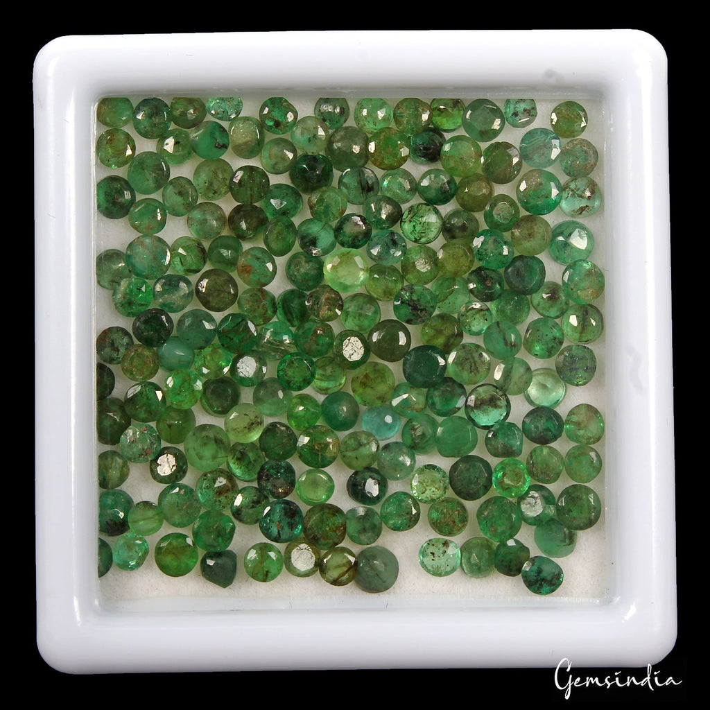 13.50 Ct Natural Colombian Emerald Round Cut Faceted Loose Gemstones lot 163 Pc