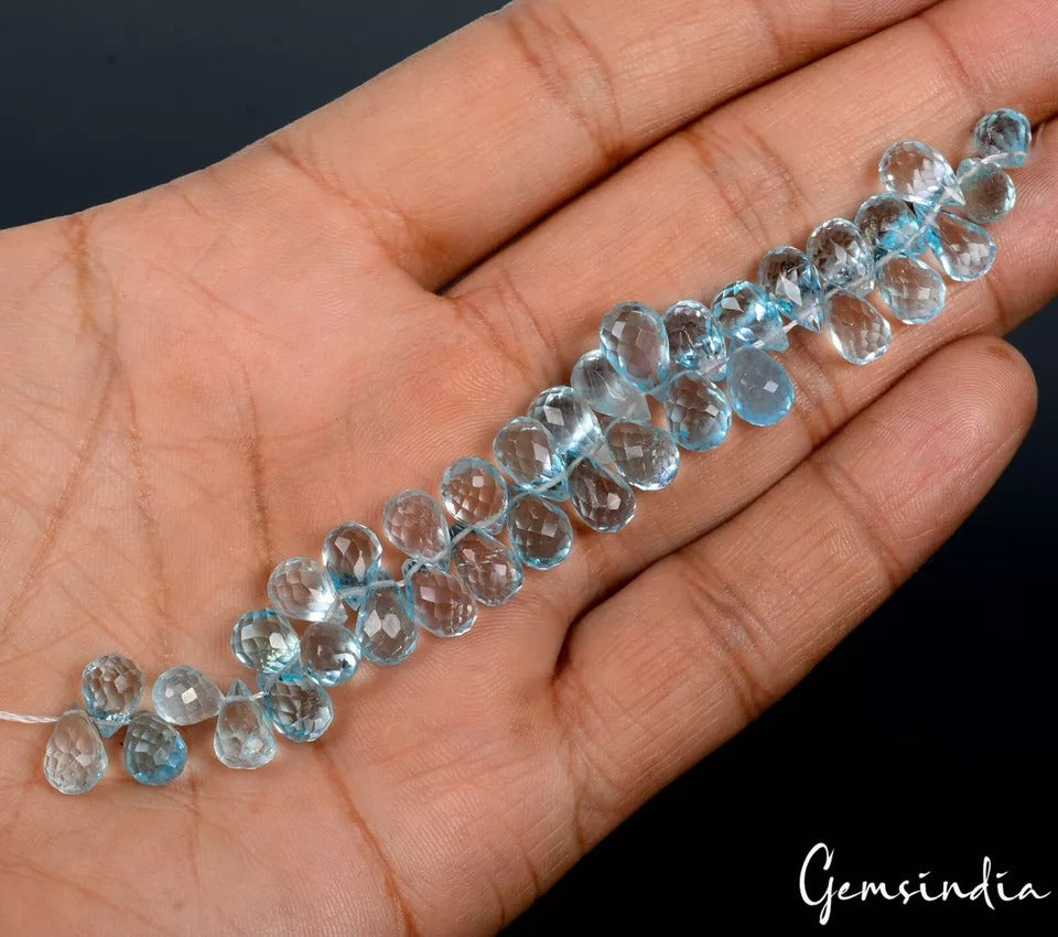 Blue Topaz Beaded Strand, Untreated — 08mm to 10mm, 89.20 Ct, Brazil