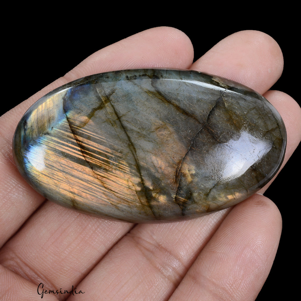 193 Ct Natural Untreated Peach Shine Labradorite Oval Cab Loose Gem For Pendant