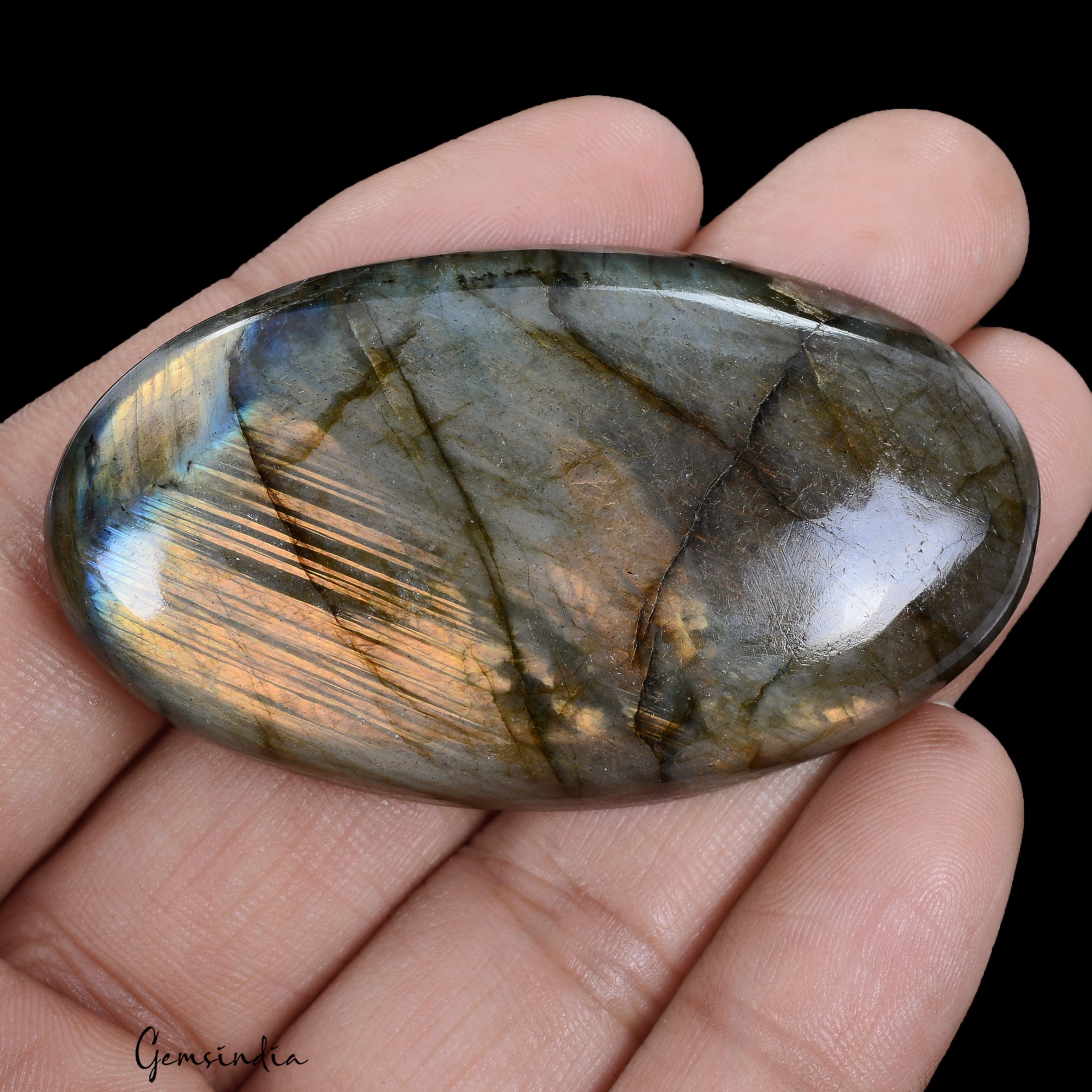 193 Ct Natural Untreated Peach Shine Labradorite Oval Cab Loose Gem For Pendant