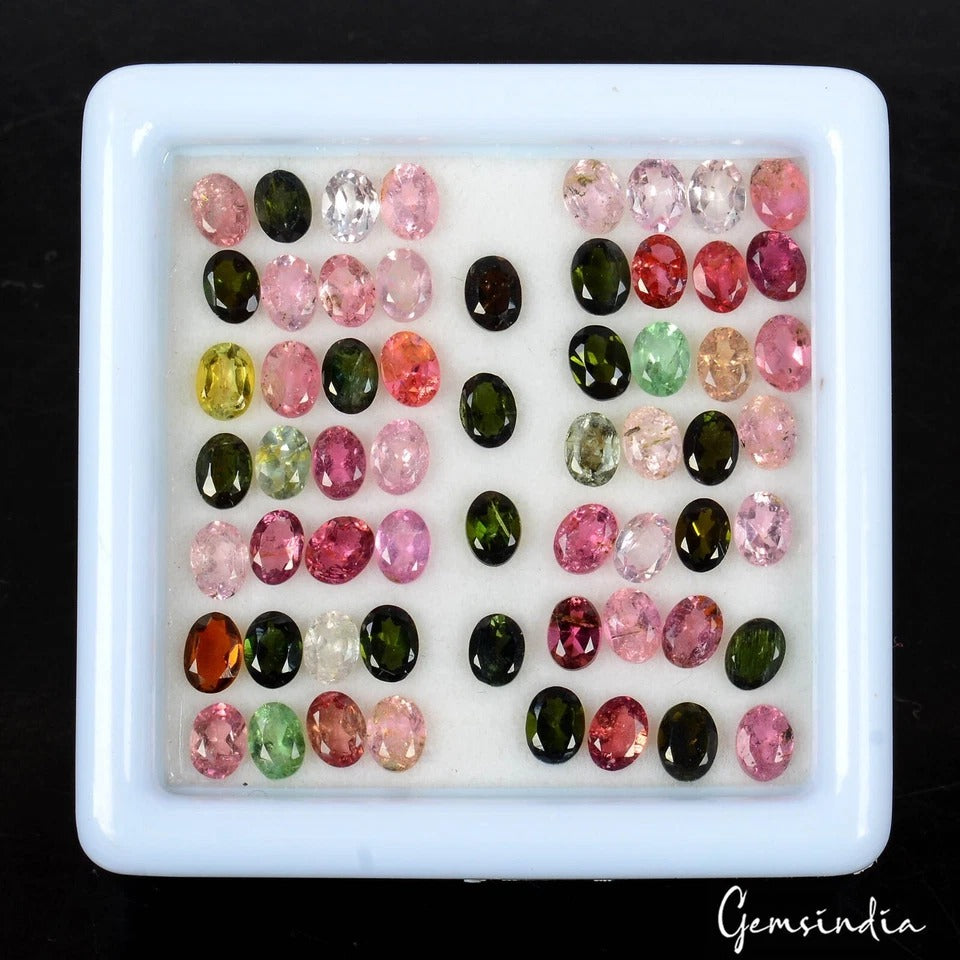 Tourmaline Loose Gemstone, Oval Cut, Multi Color — 4x3 mm, 10.00 Ct, Mozambique