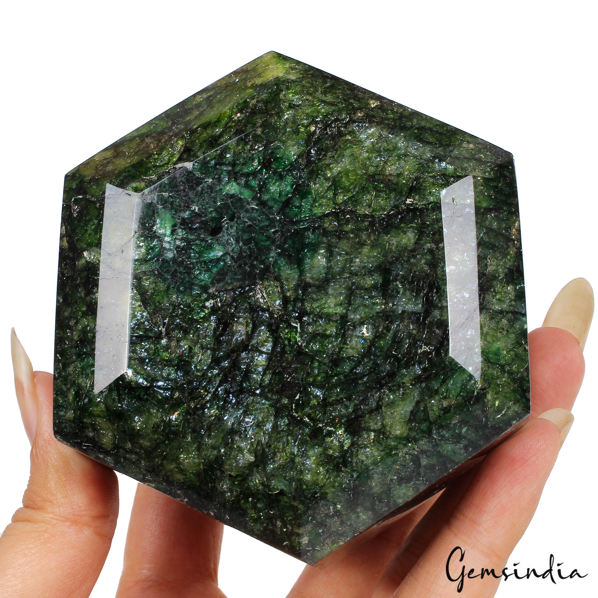 750 Gram Natural Green Emerald Earth Mined Hexagon Cut Huge Brazil Gemstone NM