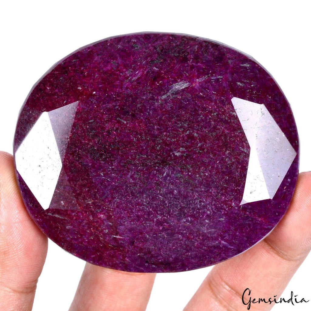 1490 Ct Natural Huge Red Ruby Museum Size Treated Oval Cut Gemstone73x62x25mm