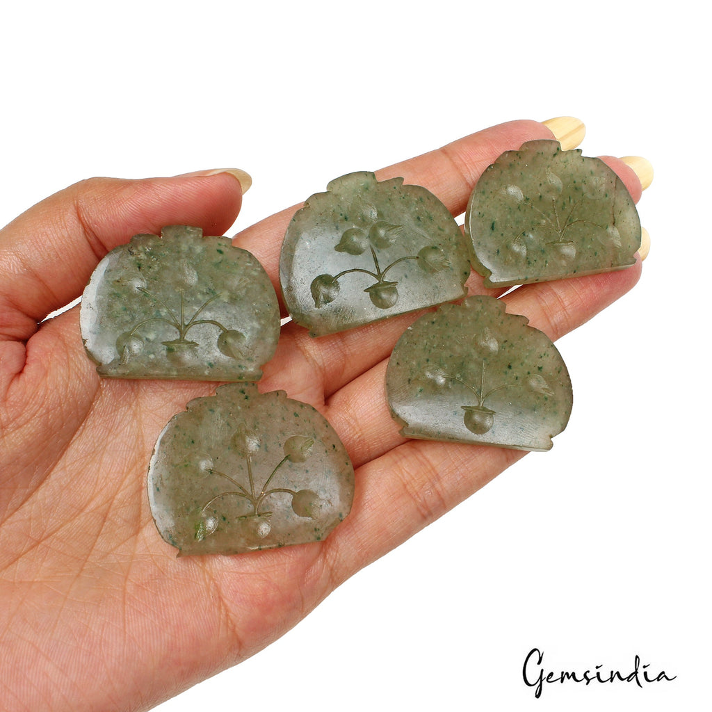 249.10 Ct Natural Untreated Green Aventurine Fancy Hand Carved Gems For Jewelry