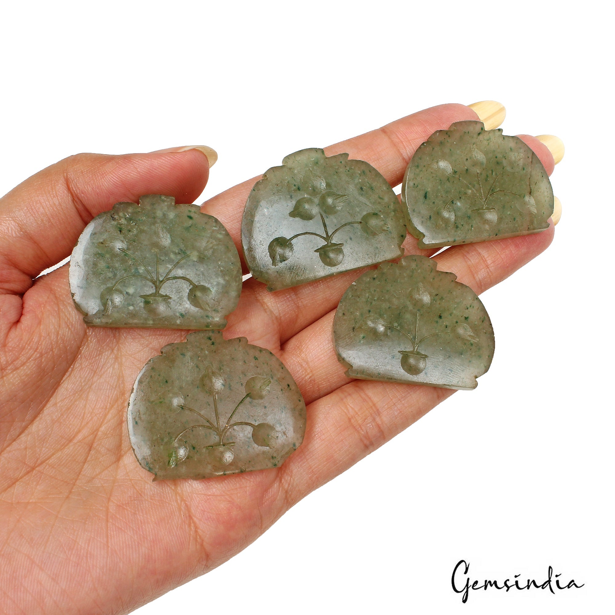 249.10 Ct Natural Untreated Green Aventurine Fancy Hand Carved Gems For Jewelry