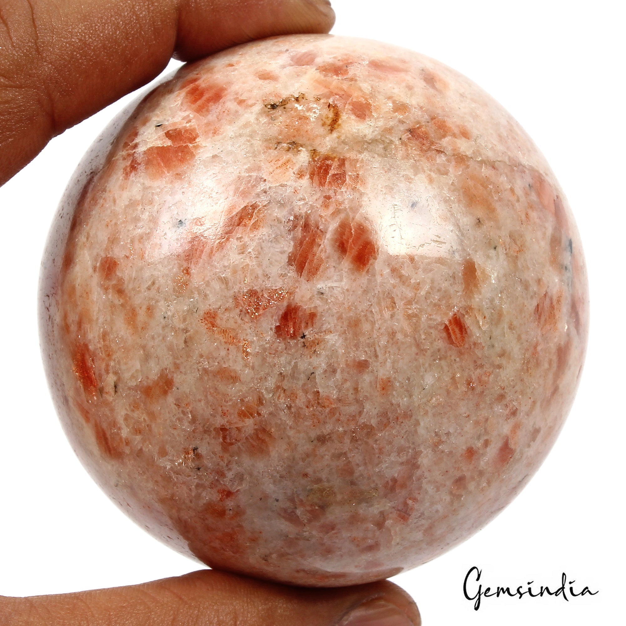 2500 Ct Natural Untreated Sunstone Healing Crystal Mineral Sphere Gem With Stand