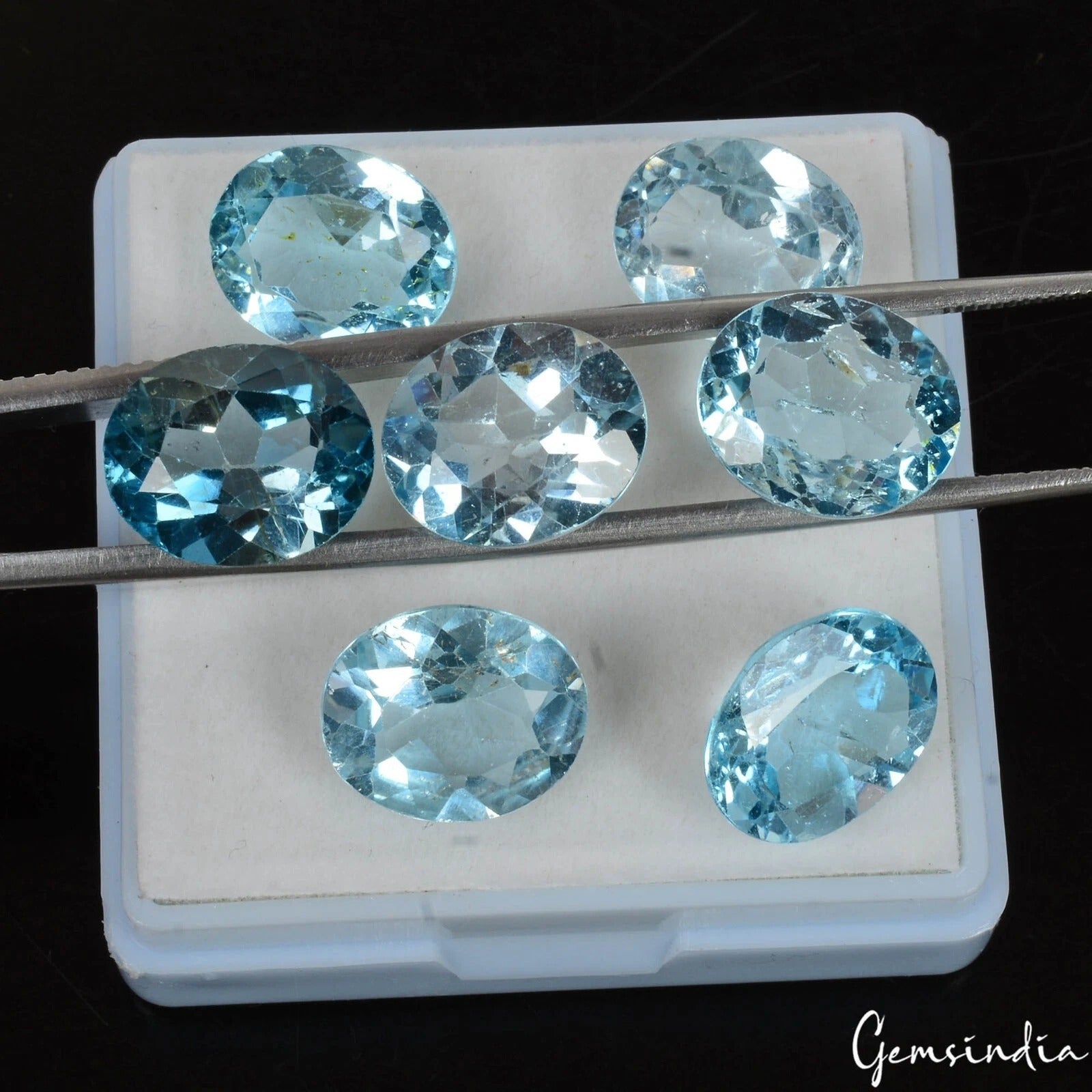 36.00 Ct Natural Blue Topaz Untreated Oval Cut Faceted Loose Wholesale Gems Lot