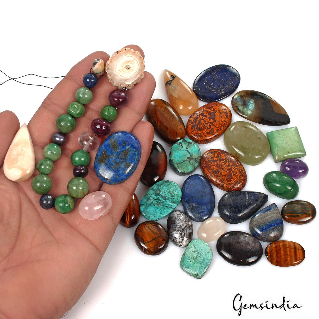 Loose Gemstone Lot~ Lapis, Cabochon, Labradorite, Solar Quartz, Mix Bead 1100 Ct