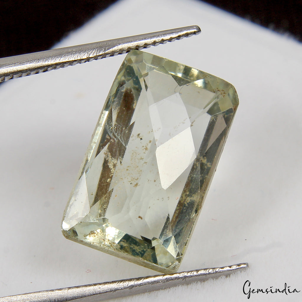 Aquamarine Loose Gemstone, Baguette Checker Cut, Untreated — 14x9x7 mm, 7.50 Ct