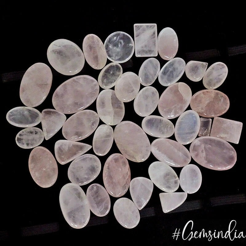1630 Ct/40 Pcs Natural Untreated Pink Rose Quartz Mix Cab Loose Gems For Jewelry
