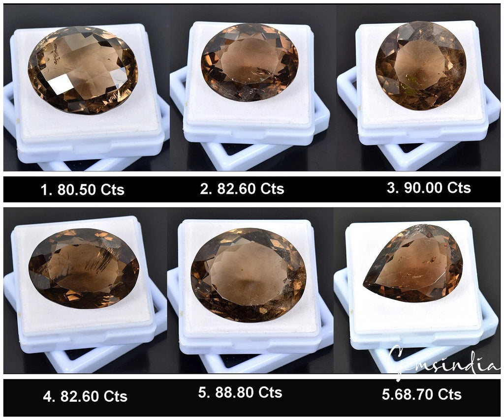 6 Pcs Natural Smoky Quartz 28-33mm Certified Mix Cut Loose Gemstones 493.20 Ct