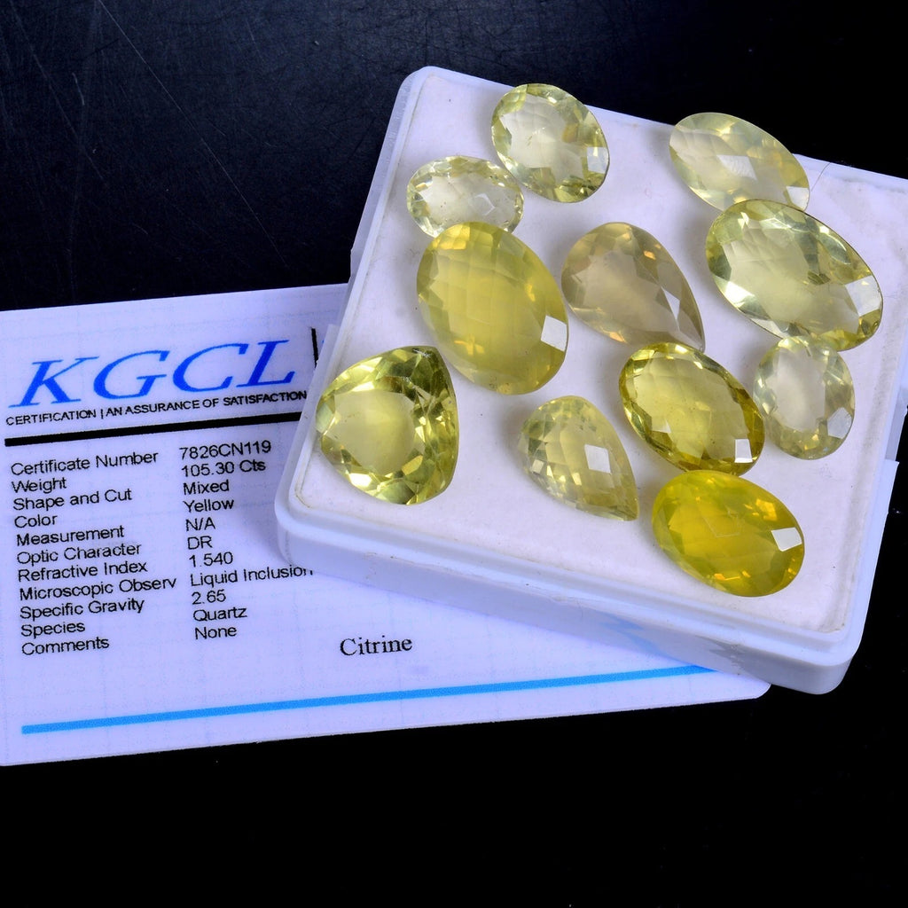 Citrine Loose Gemstone, Untreated — 13mm to 22mm, 105.30 Ct, Brazil