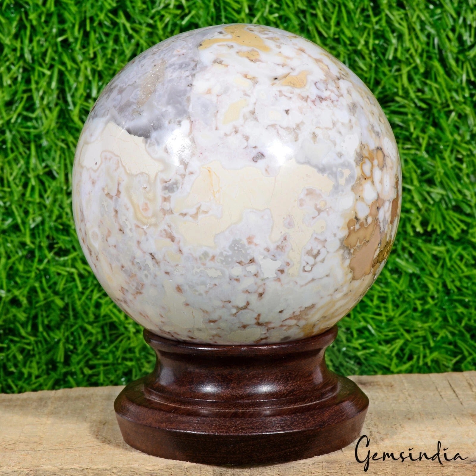 1.3 Kilo Natural Ocean Jasper Gem Crystal Healing Mineral Huge Sphere Gem 3.75"