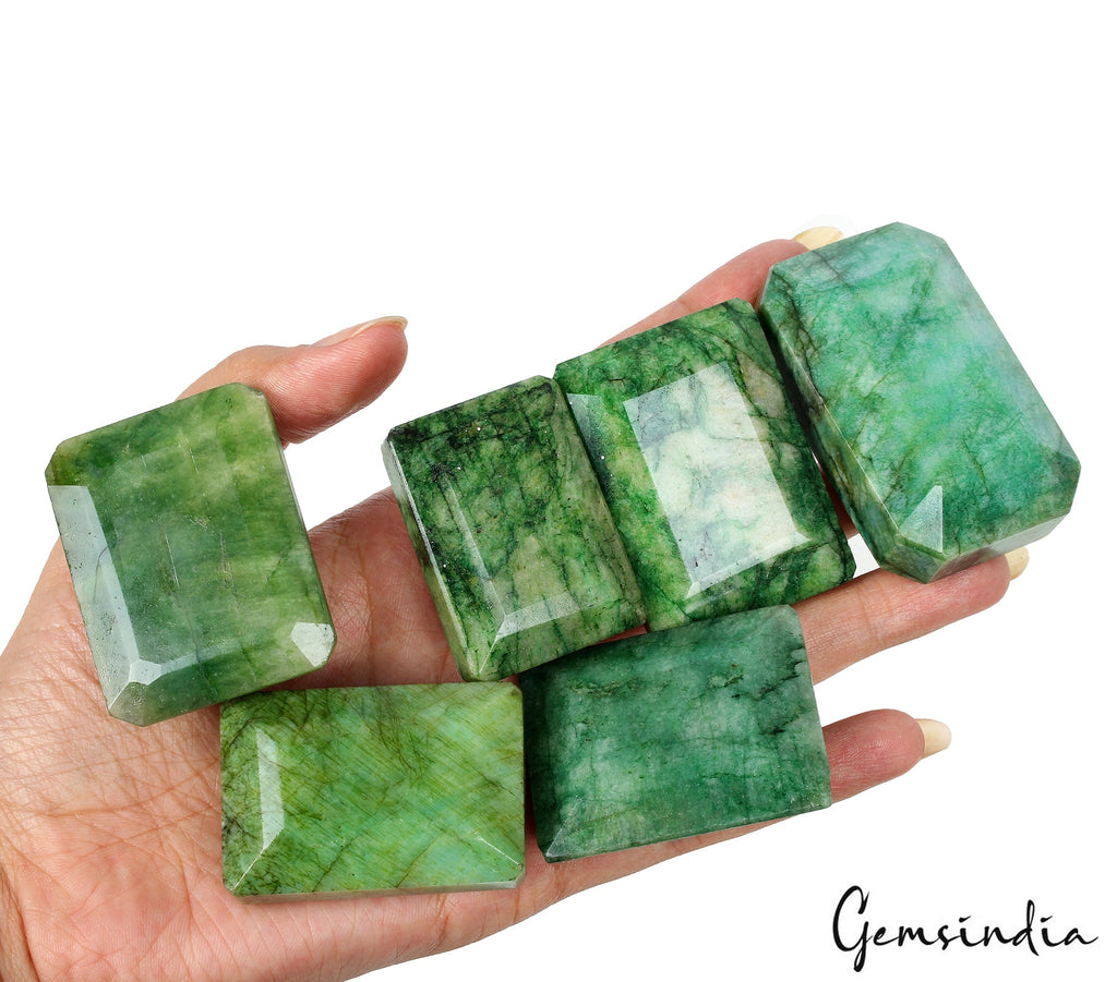 2100 Cts/44-60mm Natural Brazilian Green Emerald Octagon Cut Wholesale Gemstone