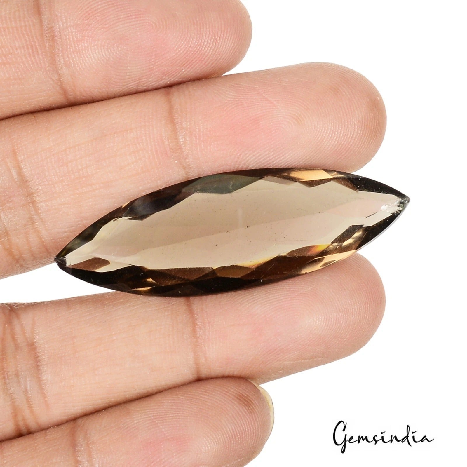Certified 35.70 Ct Natural Untreated Brown Smoky Quartz Marquise Gem For Pendant