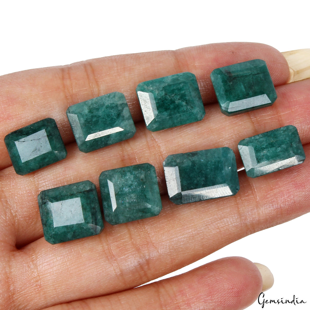 Certified 57.50 Ct/8Pcs Natural Zambian Green Emerald Octagon Cut Loose Gems Lot
