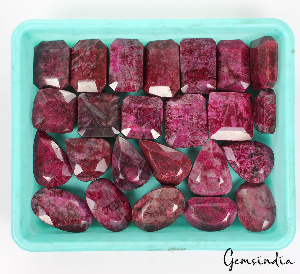 2 Kilo Natural African Ruby Pink Red Mix Shapes Loose Gemstone Wholesale Lot 24P