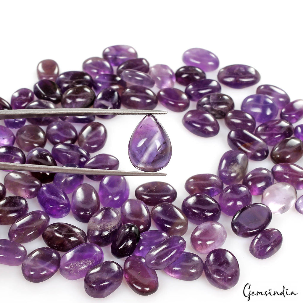 390 Ct Natural Untreated Amethyst Mix Cabochon Loose Wholesale Gems Lot 79 Pcs