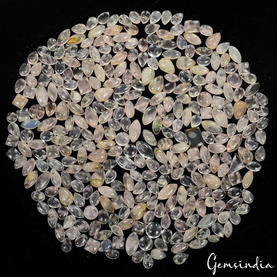 Rose Quartz Lot, Cabochon, Untreated, Pink — 314 Pieces, 5mm to 11mm, 330 Ct, Madagascar