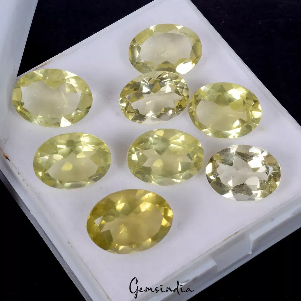 Lemon Quartz Lot, Loose Gemstone, Untreated — 8 Pieces, 15mm to 17mm, 69.10 Ct